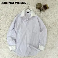 JOURNAL WORKS クレリック長袖Yシャツ LL薄紫ストライプ