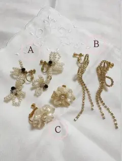 【バラ売り可】イヤリング3点セット　大ぶり　フラワー　リボン　一部新品未使用