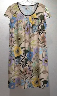 Super Beauty フラワープリント長袖ワンピース