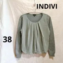INDIVI インディヴィ 長袖カットソー ニット切替 グレー　М トップス　春のサムネイル
