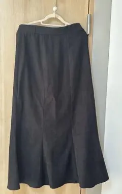 黒 スウェード調　フレアスカート ゴムウエスト