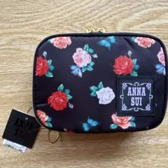 新品　ANNA SUI 2WAYトラベルポーチ バラ柄 ブラックのサムネイル