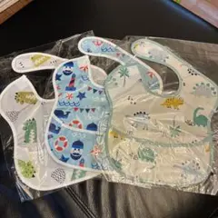 新品　3枚セット完全洗える防水エプロンポケット付きお食事エプロン離乳食