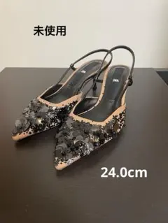 ⭐︎土日【未使用】ZARA ザラ　スリングバックパンプス　ベージュ　37 24.0