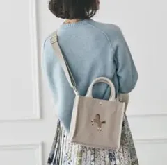 Seventen ワンポイント刺繍トートバッグ+ストラップ グレージュ