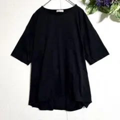 美品/体型カバー✨【イッツインターナショナル】 半袖 Tシャツ F 黒 M相当のサムネイル