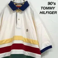 美品 90‘s TOMMY HILFIGER マルチカラーボーダー ポロシャツ
