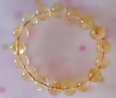 おすすめ！天然石 シトリンイエロービーズ ブレスレット約12mm約17個