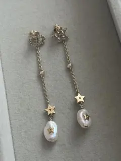 Dior ディオール　パール 星モチーフ ロングピアス