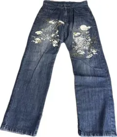 メンズ　デニム　刺繍