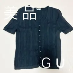 【美品】GU ブラック 半袖ニット S
