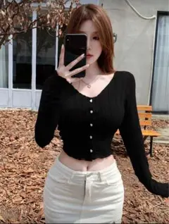 SHEIN Dazy クロップドロンT 黒 XS