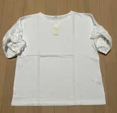★未使用★【Samansa Mos2 blue】ツイストスリーブTシャツ F★