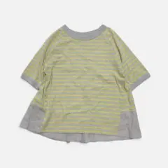 美品ハンズオブクリエイション リネン切り替えボーダーTシャツ イエローのサムネイル