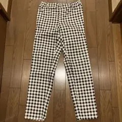 GUレディース白黒チェック スキニーパンツM
