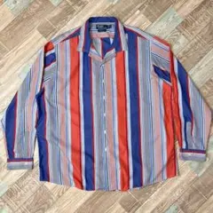 90s ラルフローレン BONNARD ストライプ オープンカラー マルチカラー