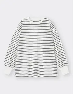 GU ライトスウェットオーバーサイズT 長袖　ボーダー