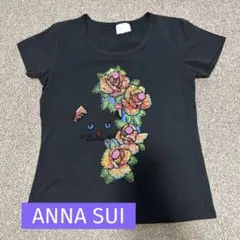 ANNA SUI 半袖 Tシャツ ブラック スパンコール 花柄のサムネイル