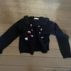 mezzo piano 黒いカーディガン いちご刺繍