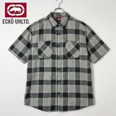 ecko unltd エコー 半袖チェックシャツ 2XB グレー Y2K 古着のサムネイル