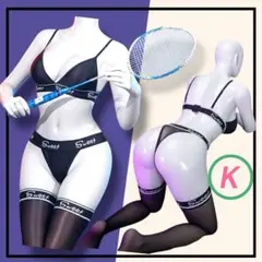 セクシー　コスプレ　ブラジャーTバック　ブラック　スポーツ　下着　透け　Kのサムネイル