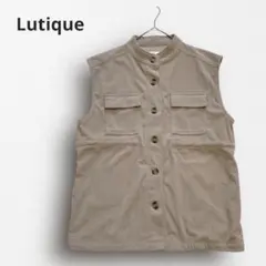 Y7119【ルティーク】ミリタリーベスト ウエストドロスト くすみブラウン M