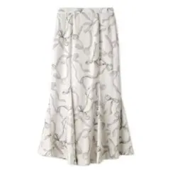 SNIDEL リボンプリントマーメイドスカート　ライトベージュ サイズ0