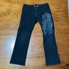 黒の花柄刺繍ロングパンツ