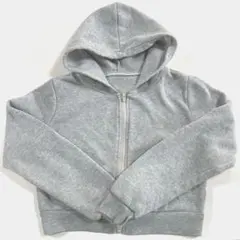 グレー フード付きクロップドパーカー