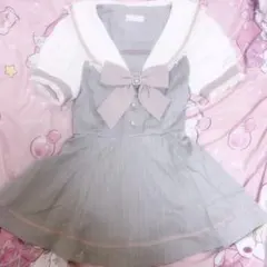 LIZLISA セーラーカラーセットアップ グレー 半袖