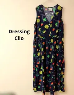 Dressing Clio 90”ヴィンテージ レトロフルーツ総柄ワンピース M