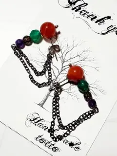 レッドストライプアゲート☆チェーンピアス