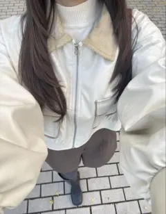 ジャケット レザー アイボリー アウター