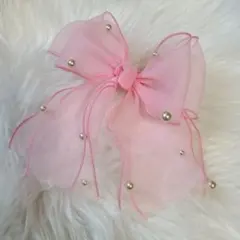 専用♡パール付きオーガンジーリボンのヘアゴム