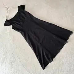 ミッシェルクラン　ノースリーブワンピース　フレア　レース　ブラック