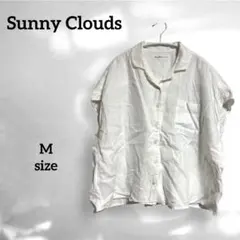 【Sunny Clouds】(M) リネン100% 開襟 ホワイト シャツ