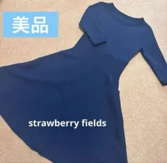 【美品】膝丈ワンピース　iCHIE strawberry fields ネイビーのサムネイル