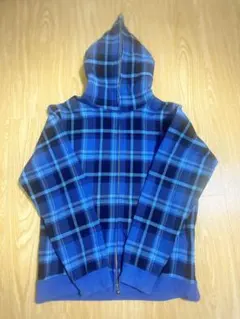 A BATHING APE ブルーチェックジップパーカー