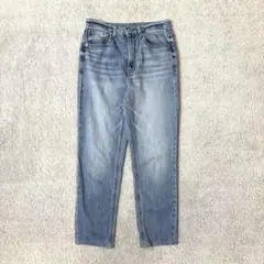 ジーユー　テーパードアングルジーンズ　S 美脚　ブルー　きれいめカジュアル