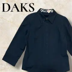 DAKS レディース ジャケット 定番 チェック柄 カジュアル ブラック 7分袖