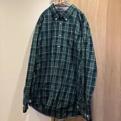 TOMMY HILFIGER チェック柄長袖シャツ グリーン　XXL 2XL