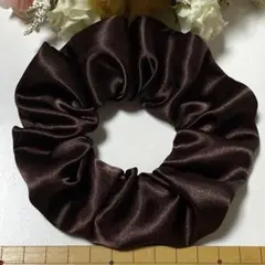 ハンドメイドシュシュ☆サテンブラウン