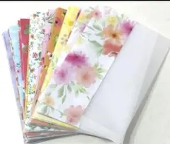 花柄平袋　トレーシングペーパー　ハンドメイド　ポストカード