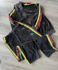 希少 00s アディダス ラスタカラー ジャージ セットアップ 黒 Y2K XS 希少 00s アディダス ラスタカラー ジャージ セットアップ 黒 Y2K XS