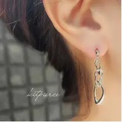 No.330 デザイン3連フープ シルバーカラー ピアス イヤリング