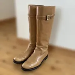 ベージュ革ロングブーツ 24.5 ingイング