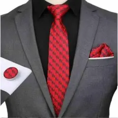 ネクタイ　チーフ カフス　3点セット　ストライプ柄　卒業式　結婚式　発表会