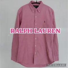 ■美品【ラルフローレン】長袖ボタンダウンシャツ、ポニー、M、スリム、ピンク