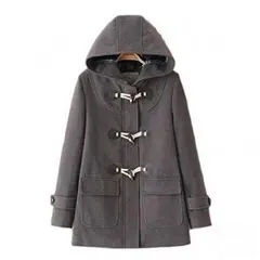 ダッフルコート オーバー 保温 防寒 フード付き かわいい 無地