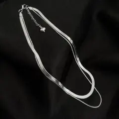 ネックレス シンプル チェーン レディース シルバー テンレス メンズ 2連